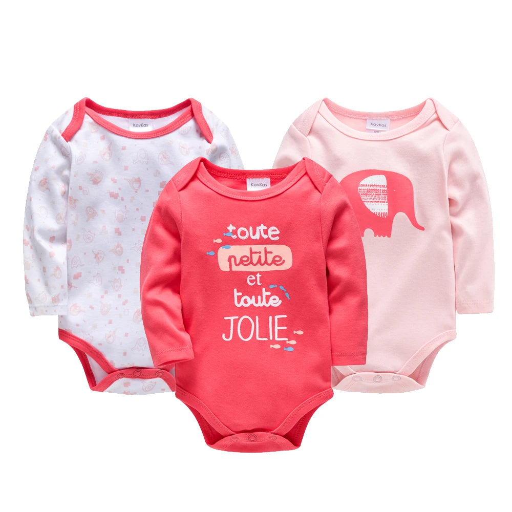 3pcs/set Baby Girls Clothes Bodysuits Infant 100% Cotton Soft Long Sleeve Jumpsuits 0-24M Newborn Cartoon print Playsuit Onesie