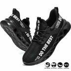 Steel Toe Safety Shoes for Men Lightweight Breathable Work Shoes Grey Anti-Smash Anti-Puncture Work Shoes Comfortable Durable