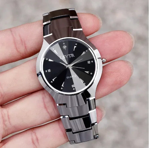 2pcs Couples Dial Cutting Quartz Watch Business Fashion Analog Calendar Wrist Watch Valentines Gift For Men Women Date Watch