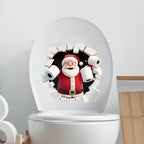 1pc Wall-Breaking Santa Creative Toilet Sticker Christmas Decoration Suitable for Bathroom and Bedroom Self-adhesive Decoration