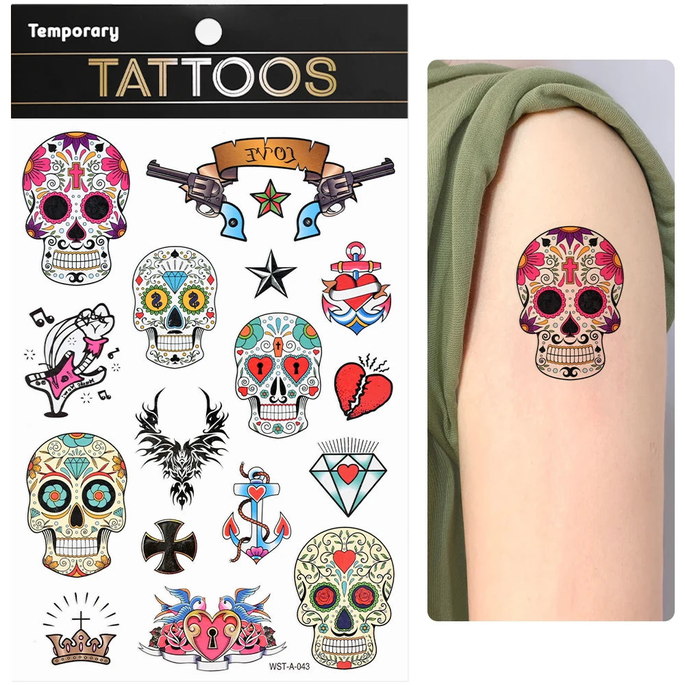 Waterproof Colourful Temporary Tattoos Sticker  Scorpion Butterfly Transfer Fake Tatoo Men Women Body Arm Fake Tattoo Stickers