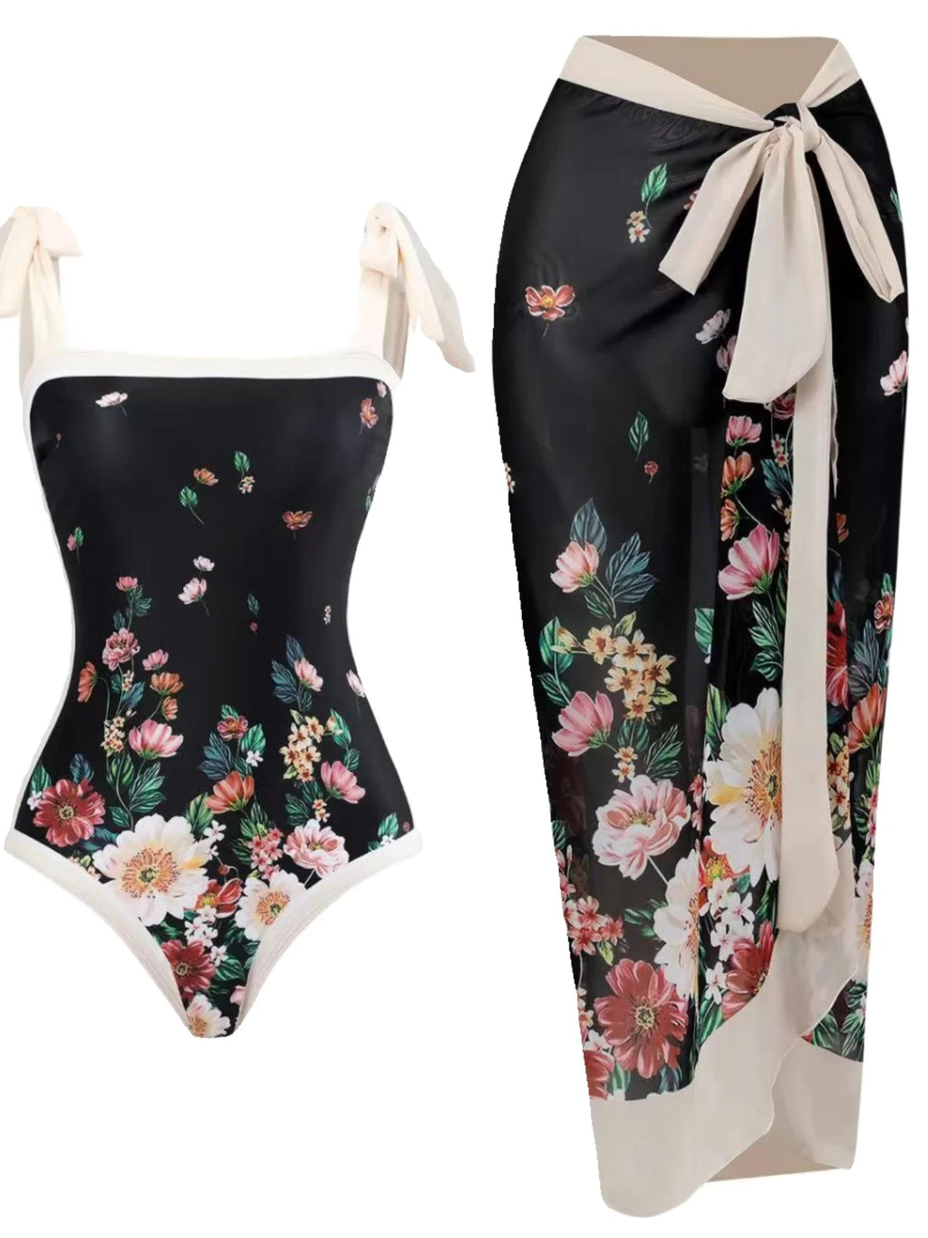 Sexy Slimming One-Piece Swimsuit Women's Beach Dress Set Fashionable Thermal Spa Swimming Bikini Full Coverage Fixed Chest Pad