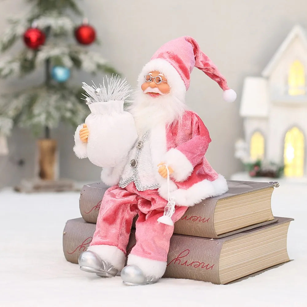 Christmas Decorations 30cm Sitting Santa Claus Gift Window Display Ornament