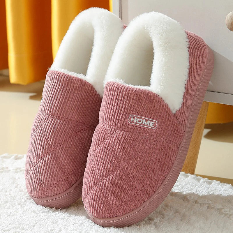 Big Size 48 49 Men Home Slippers Winter Warm Plush Slides Couples Indoor Flats Anti-slip Bedroom Shoes Women Autumn Furry Slides