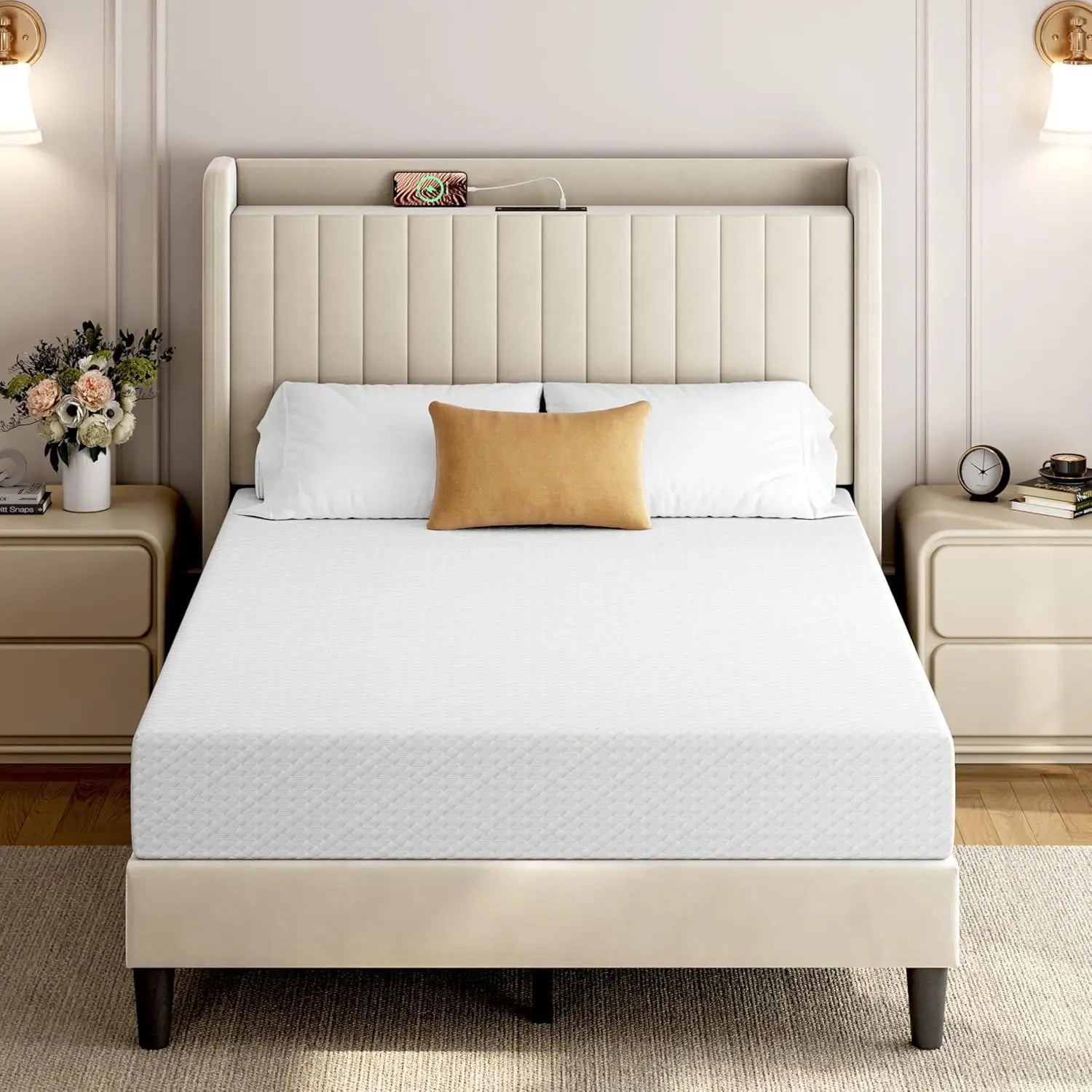 8 Inch Mattress 3 Foam Layer Cooling Gel Memory Foam Mattresses, Green Tea for Fresher Sleep, Medium, Customized