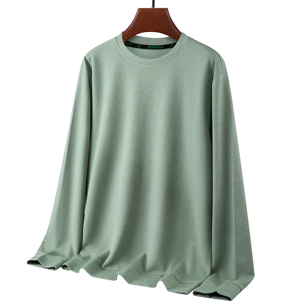Men Long Sleeve t-Shirt Tops Fashion Waffle t Shirt o Neck Slim Fit t-Shirts Comfortable Tee Soild Casual Tshirt Man Clothing