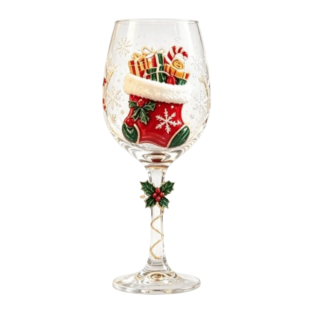 Christmas Gifts Santa Claus Christmas Wine Glass Snowman Transparent Clear Stemmed Cup Funny 3D Creative Tall Glass Table Decor