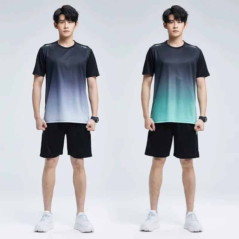 New 2025 Men's Outfit Summer Short Sleeve T Shirt Set Men Fashion 2 Piece Sportwear  Casual Shorts Sweatshirt Male Tracksuit