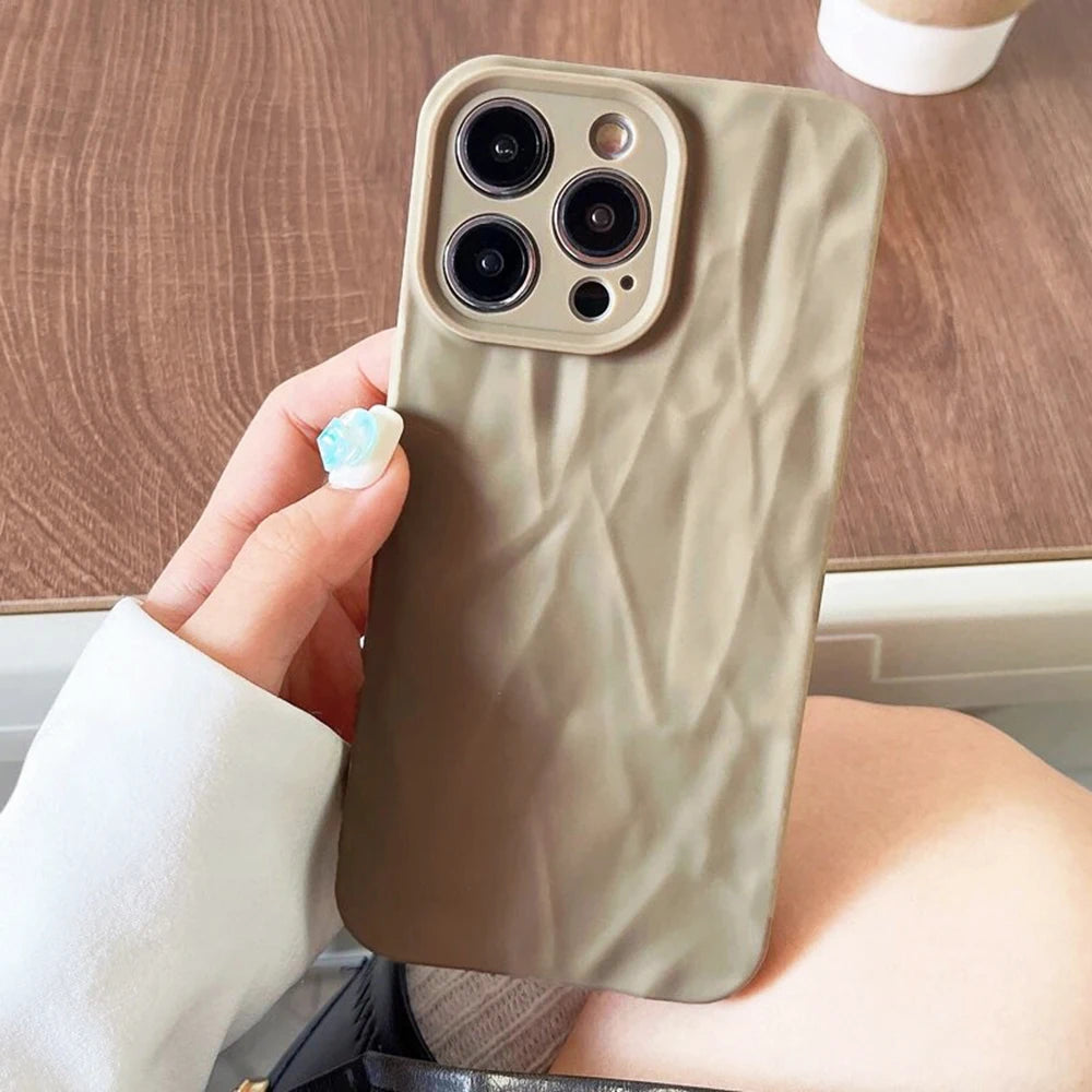 Soft Silicone Phone Case For iPhone 11 12 13 14 15 16 Pro Max X Xs XR Max 7 8 Plus Candy Bumper Fold Pattern Cover