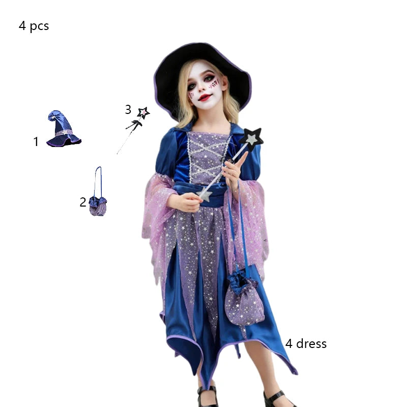 Halloween Costume Girls Witch Ghost Bride Vampire Cosplay Dress Kids Carnival Party Clothes Little Red Riding Hood Dresses Up