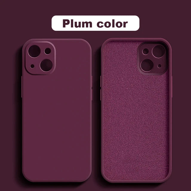 Original Silicone straight edge Case For iPhone 11 12 13 14 15 Pro XS Max XR X 8 7 Shockproof Funda Cover