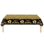 274x137cm Black Gold Disposable Tablecloth for Kids Adults 30 40 50 60 Happy Birthday Party Decoration Home Table Cover Supplies