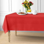 Red Plastic Tablecloth, Premium Decorative Red Disposable Tablecloth, Rectangular Party Tablecloth For Birthday, Christmas