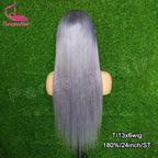 13X4 13X6 Transparent Silver Gray Lace Front Human Hair Wigs 613 Colored Straight Lace Frontal Wig For Women T Part Remy Wig 250