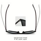 Classic Fashion Square Sunglasses - Lightweight Frame with Red/Green Stripe Temples, UV400 for Travel & Daily Wear