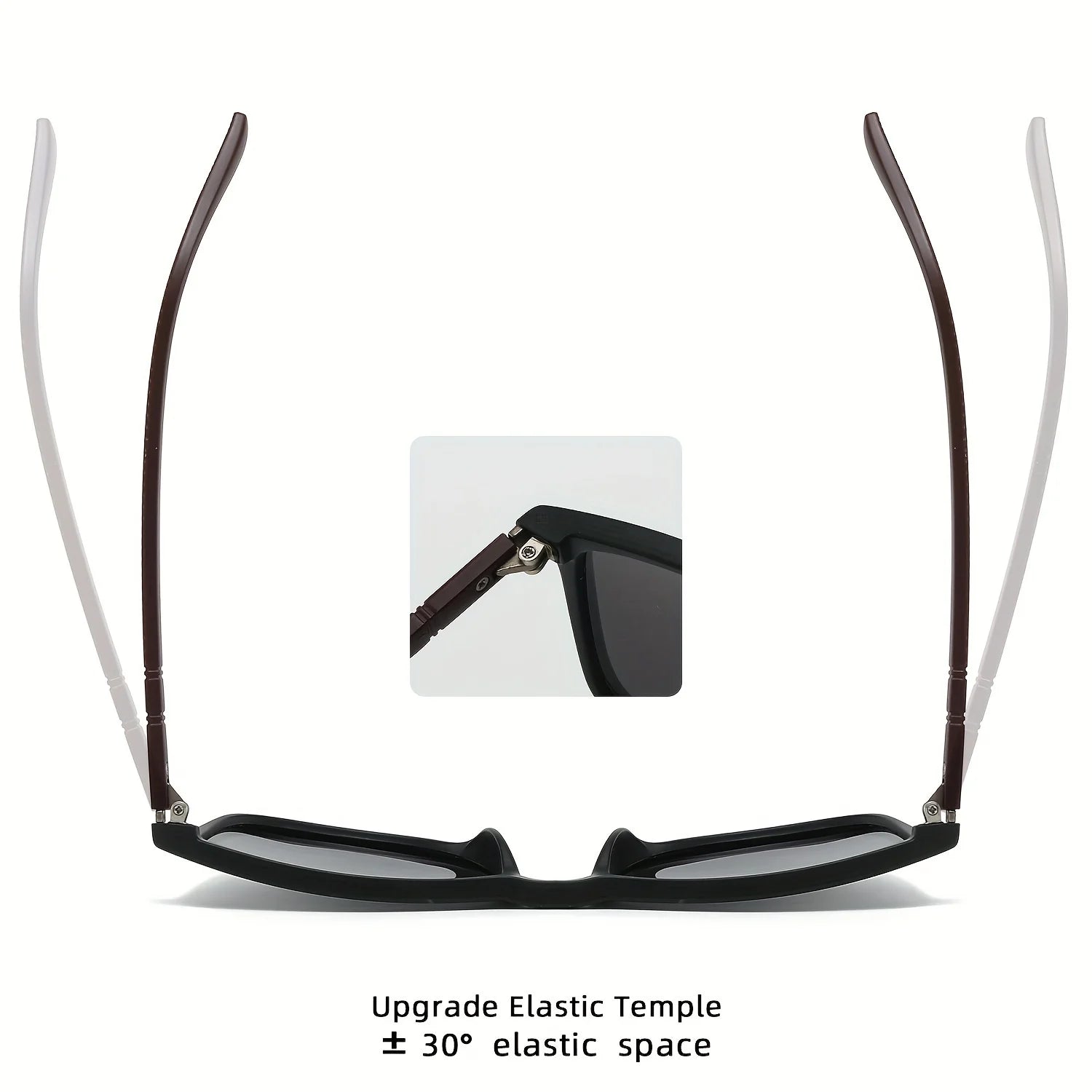 Classic Fashion Square Sunglasses - Lightweight Frame with Red/Green Stripe Temples, UV400 for Travel & Daily Wear