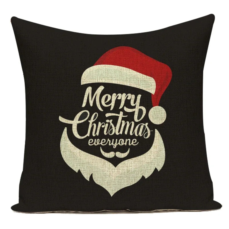 Merry Christmas Cute Cartoon Decorative Pillows Case Santa Christmas Tree Deer Snowman Polyester Cushion Cover For Bed Room