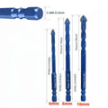 3-Pack Tungsten Carbide Masonry Drill Bits, Hex Shank Serrated Bit for Tile Glass Brick Concrete Ceramic Wood Drilling