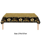 274x137cm Black Gold Disposable Tablecloth for Kids Adults 30 40 50 60 Happy Birthday Party Decoration Home Table Cover Supplies