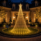 Solar Christmas Tree Lights Star Waterfall String Lights 200/290LED 8 Modes Outdoor Garden Yard Patio Holiday Christmas Decor