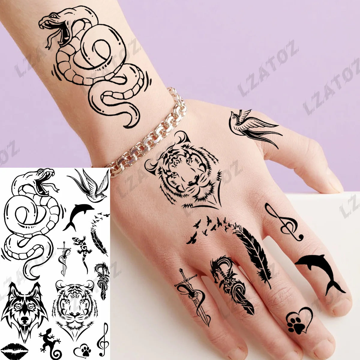 Realistic Eye Flower Temporary Tattoos For Woman Adults Rose Butterfly Tiny Fake Tattoo Sticker 3D Finger Waterproof Tatoos