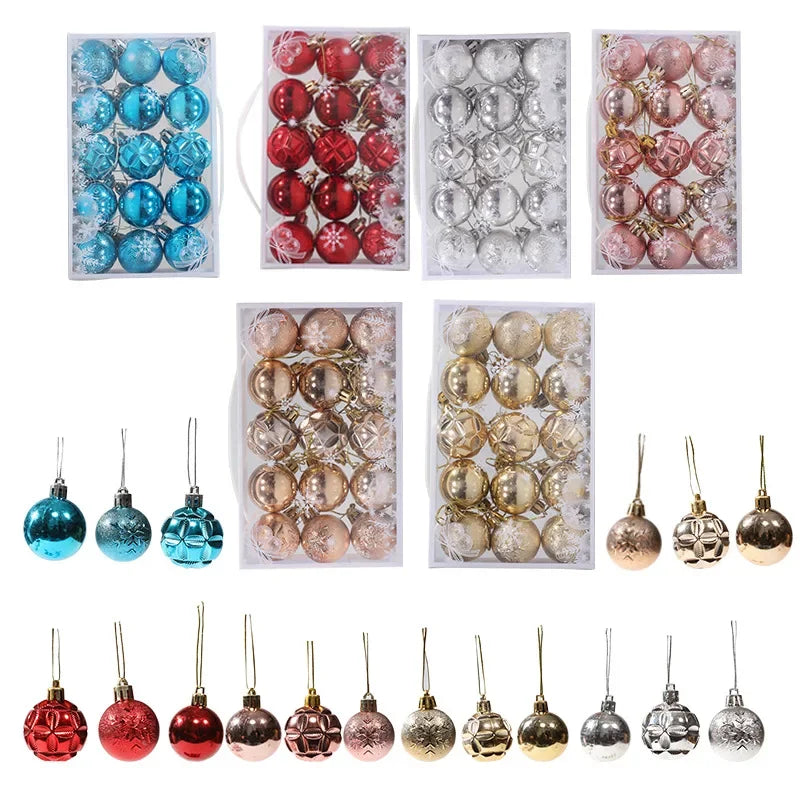 15PCS Christmas Ball 6 Color Styles Xmas Tree Decor Noel Restaurant Window Display Merry 2025 Christmas Decor For Home Kid Favor