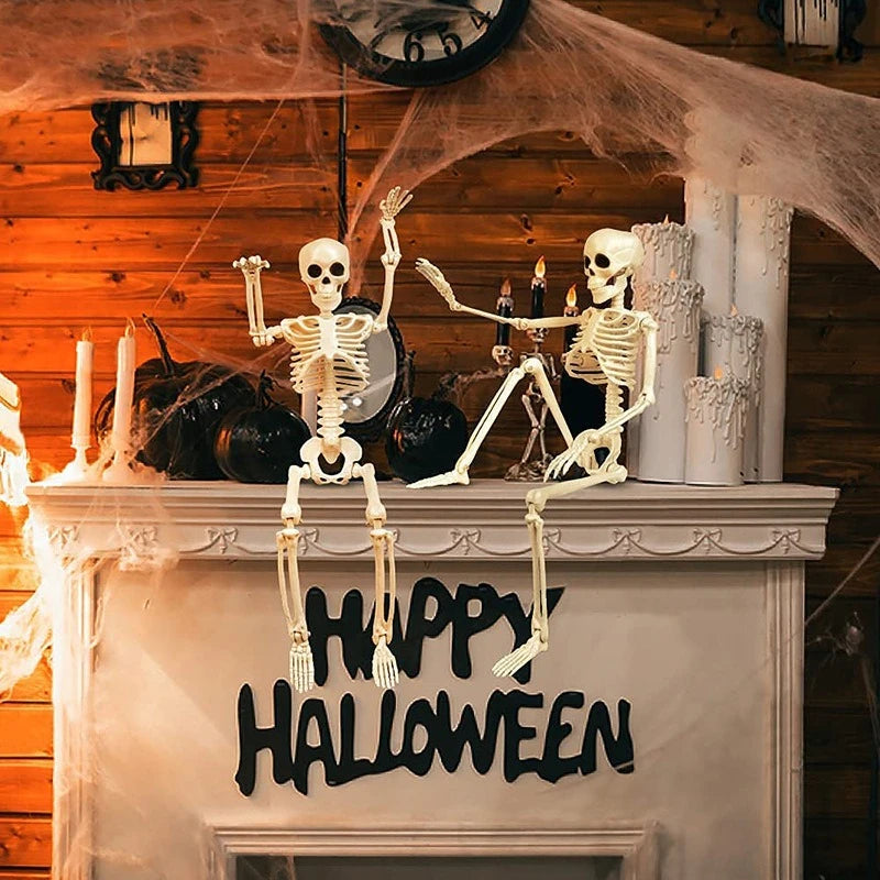 40cm Halloween Movable Skeleton Fake Human Skull Bones Halloween Party Home Bar Decorations Haunted House Horror Props Ornament