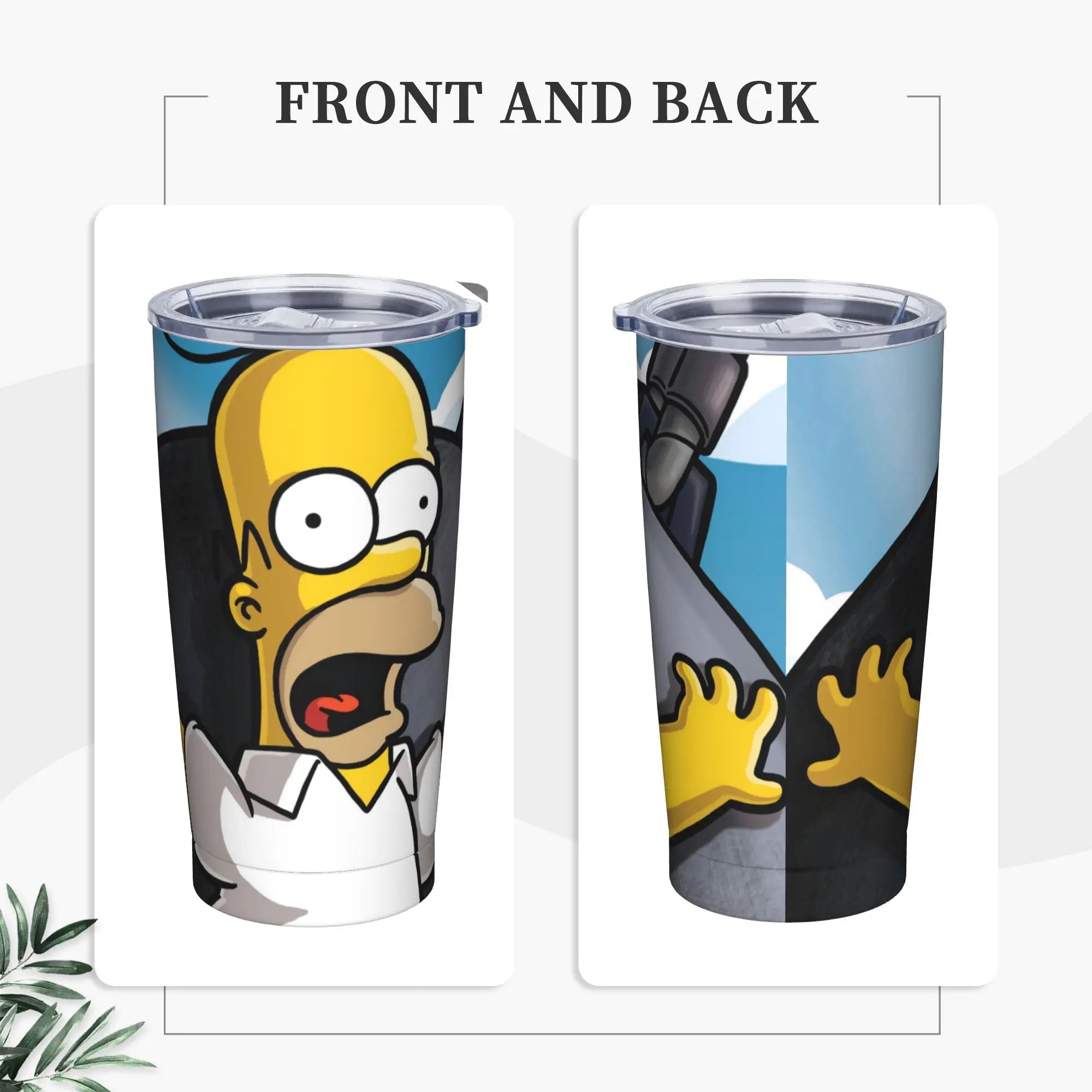 Simpsons Cartoon Tumbler Vacuum Insulated  Thermal Cup with Lid Straw Smoothie Tea Mugs Spill Proof