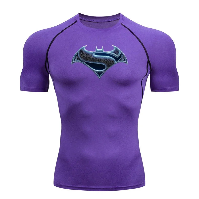 2026 Men's T Shirt Outdoor Training Fitness Gym Jogging Running Sweatshirt Bat/-Man Compression Shirts Tight Elastic Breathable
