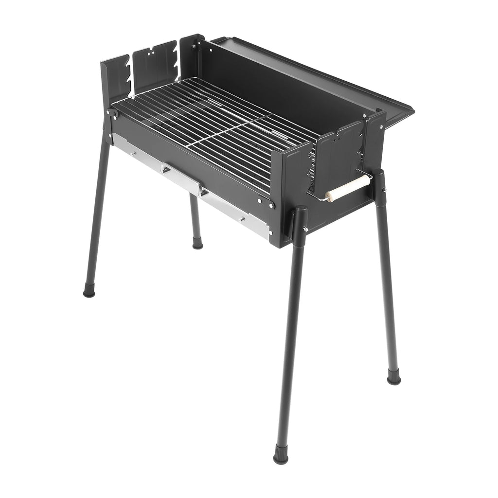 Folding Charcoal BBQ Grill – 3-Level Adjustable Height, 201 Stainless Steel, Portable Outdoor Camping for 3-8 People – Black