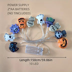 1PC Halloween Fairy LED String Light Battery Powered Halloween Christmas Party Decoration Witch Pumpkin Mummy Angel Spider Web