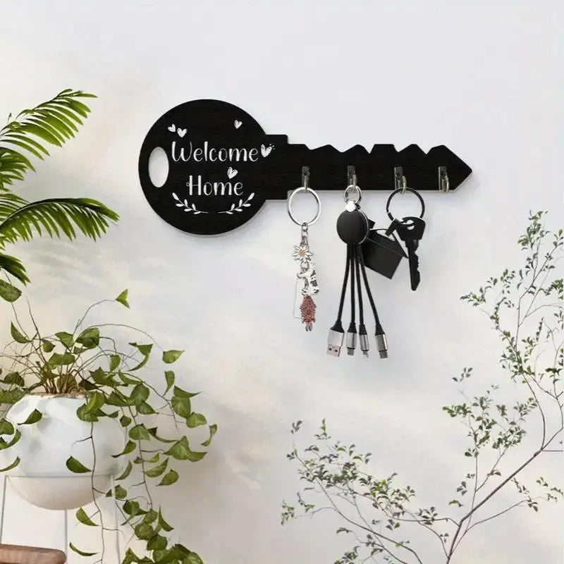 1 Piece Bohemian Style Country Wooden Key Stand With Space-Saving Wall-Mounted Organizer Shelf And Hook - Easy To Install
