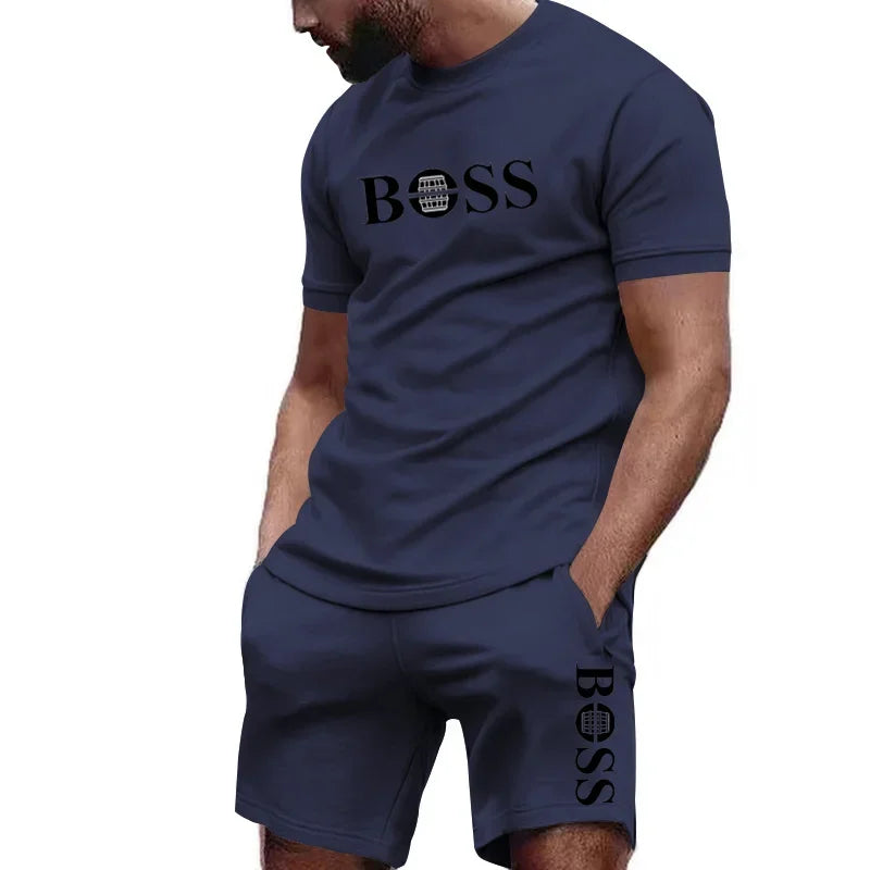 Men's two-piece sportswear short sleeved T-shirt and pants set running and fitness sportswear 2026 summer big discount