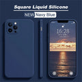 Original Silicone straight edge Case For iPhone 11 12 13 14 15 Pro XS Max XR X 8 7 Shockproof Funda Cover