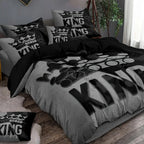 3pcs Grey and Black King Size Bed Pattern Down Duvet Cover Set Soft and Comfortable Bedroom and Dormitory Decoration Bedding Set