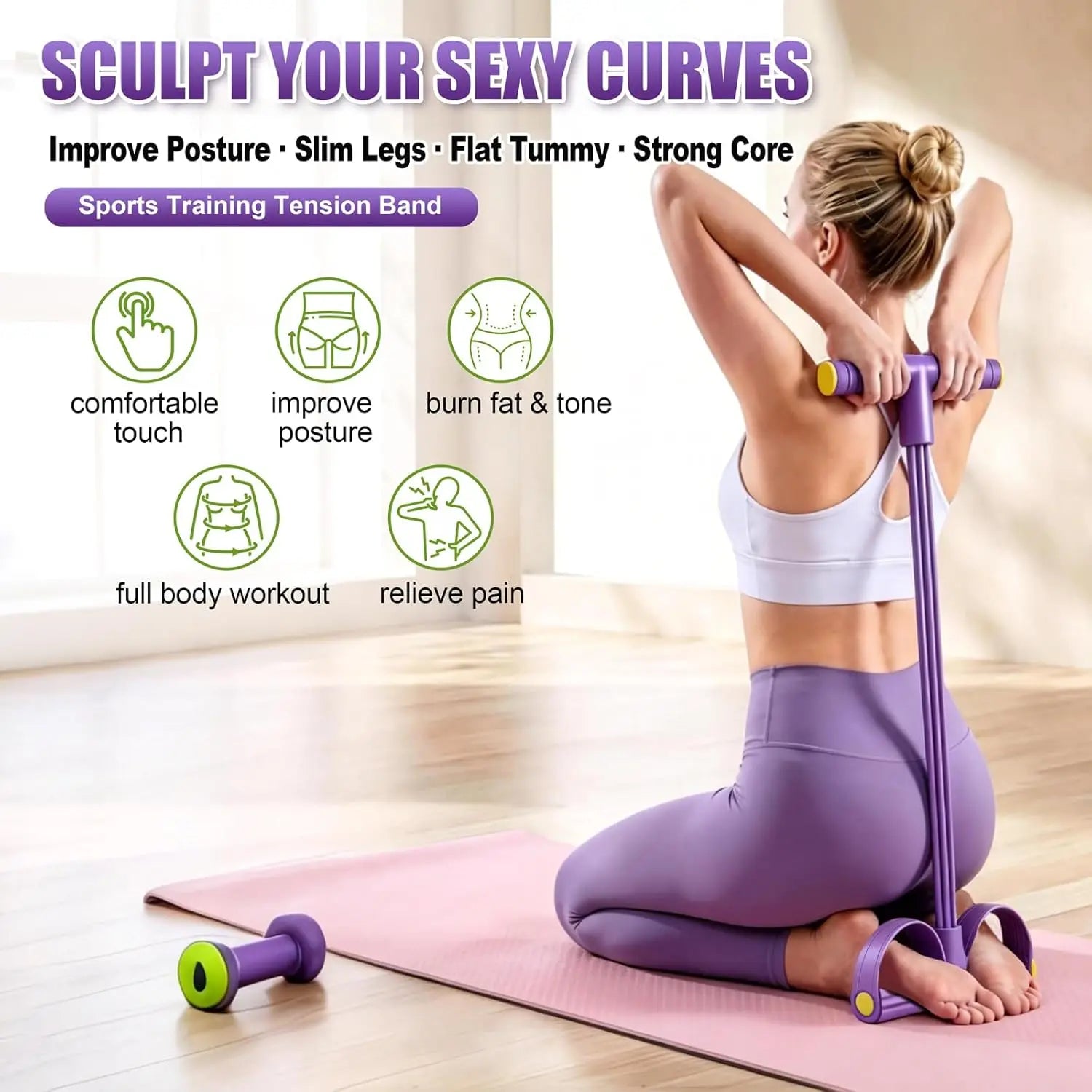 Pedal Resistance Band Tensioner Multi-Functional Household Gym Fitness Equipment Yoga Abdominal Strengthening Tension Rope