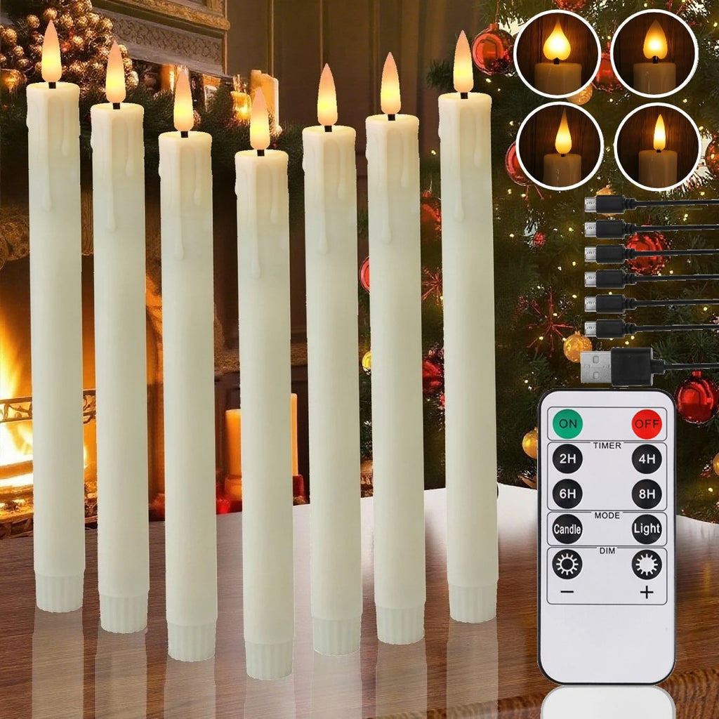 Flameless LED Taper Candles with Remote Timer Battery Operated Flickering Candlesticks for Wedding Halloween Christmas Decor