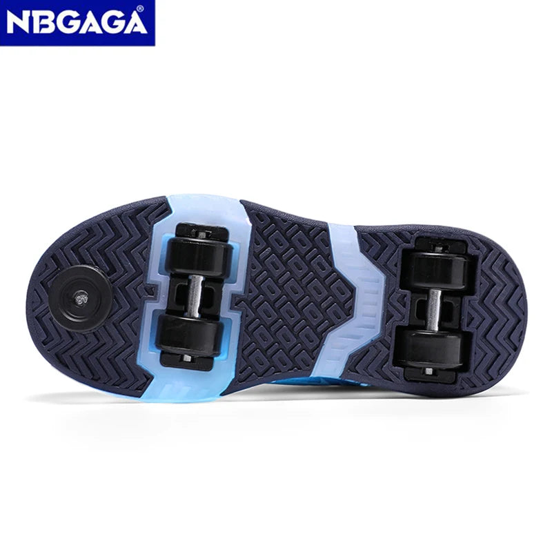 Luminous Roller Skate Shoes with 4 Removable Wheels Glowing LED Sneakers for Kids Boys Girls USB Charging Sports Shoes