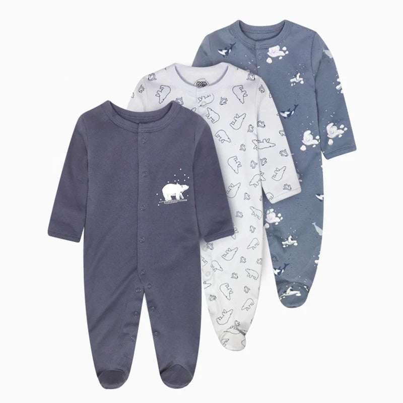 Brand Newborn Babies Clothes Infant Baby Boys Girls Romper Cotton Long Sleeve Pajamas Jumpsuit Toddler Clothes Outfits 3Pcs/Lot