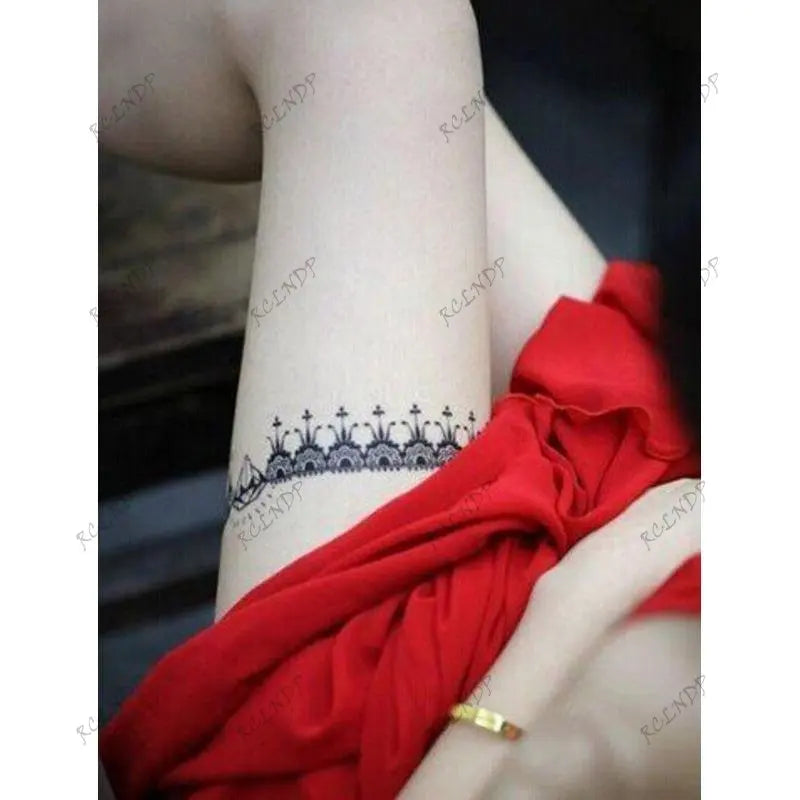 Waterproof Temporary Tattoo Sticker Sexy Lace Bow Knot Flower Arm Leg Body Art Flash Tatoo Fake Tatto for Men Women