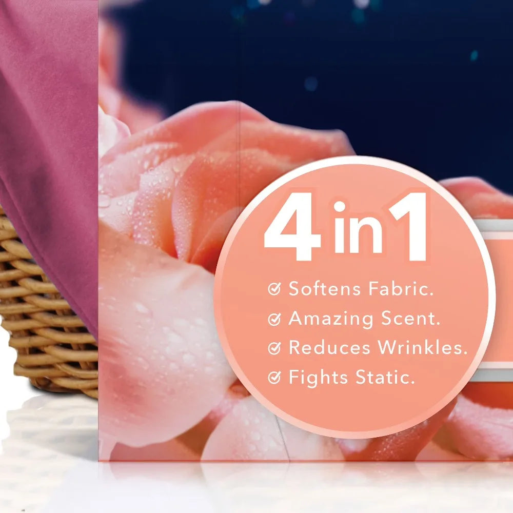 Luxury amber rose scented premium laundry dryer sheets | Offer long-lasting fabric freshness, smooth clothes and effectively eliminate static cling during drying cycles
