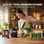 Multi-functional food processor/blender for making smoothies | Includes blending cup, two 16-ounce takeaway cups, and an 8-cup capacity mixing bowl | Makes salsa, dough, milkshakes, and cold drinks | 1500 watts