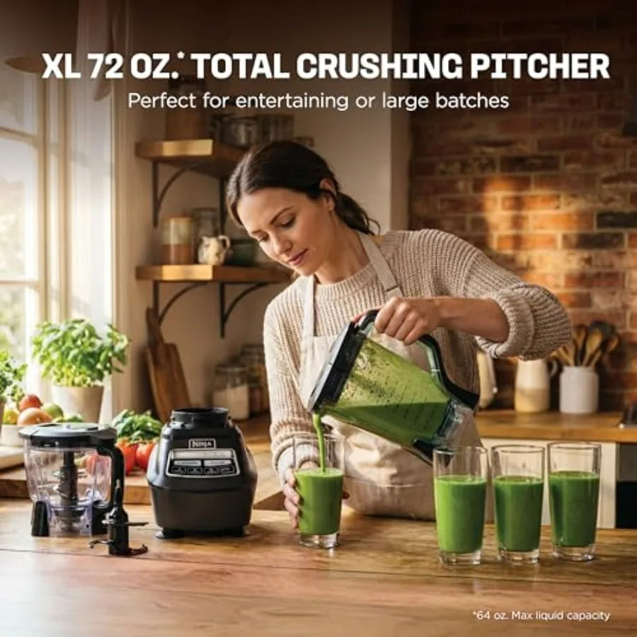 Multi-functional food processor/blender for making smoothies | Includes blending cup, two 16-ounce takeaway cups, and an 8-cup capacity mixing bowl | Makes salsa, dough, milkshakes, and cold drinks | 1500 watts