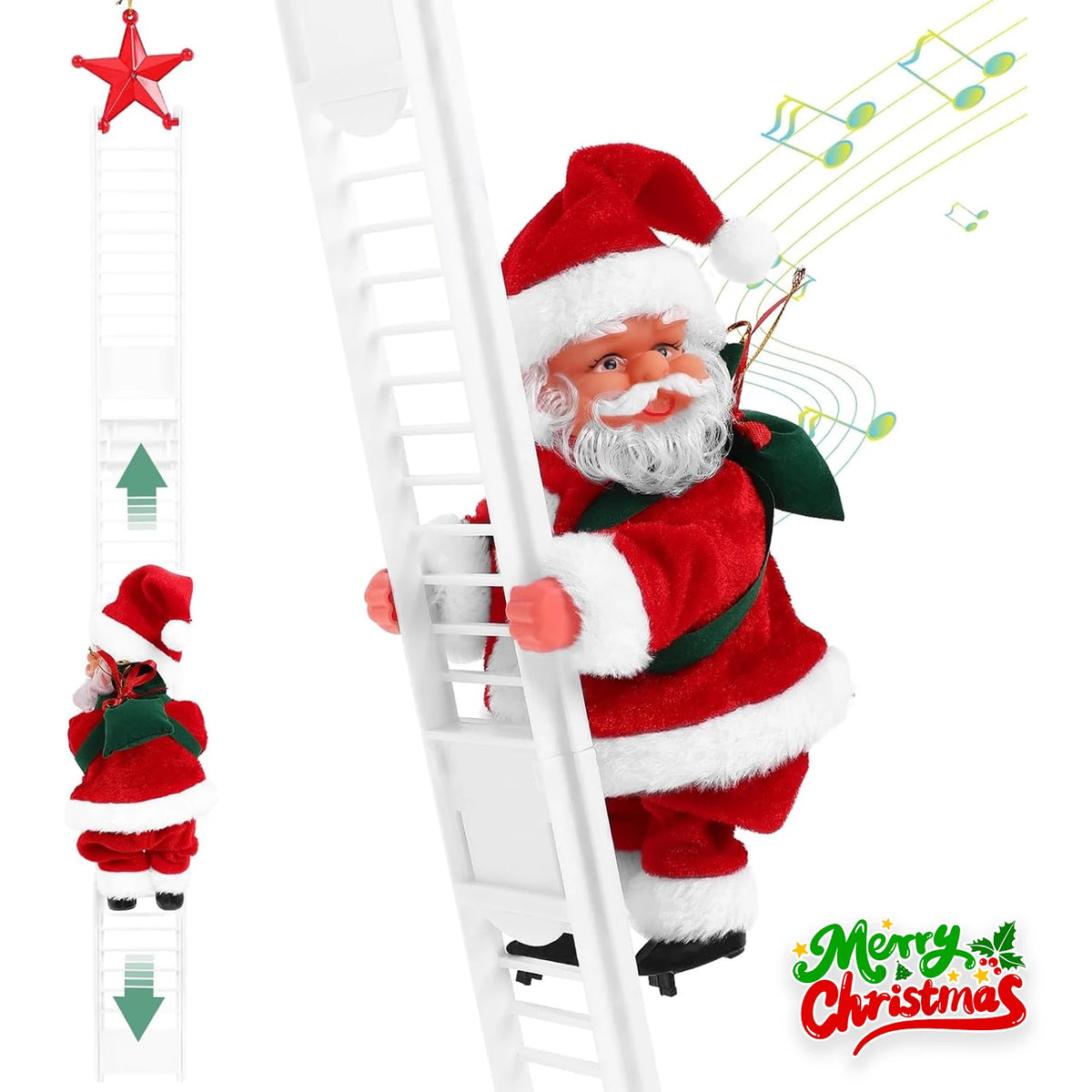 Christmas Electric Santa Claus Climbing Bead Toy Decoration for Children Gift Mall Display Holiday