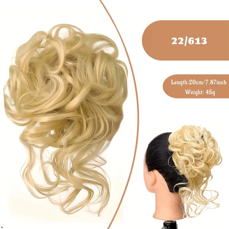 OLACA Synthetic Hair Bun Bands Blonde Black Messy Curly Chignon Donut Updo Scrunchies Fake Hair Pieces For Women Hair Extensions