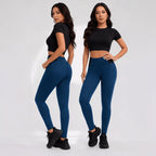 Women's Imitation Denim High Waist Hip Lifting Yoga pants Fashionable Sexy Casual Pants Solid Color Leggings High Elastic Soft