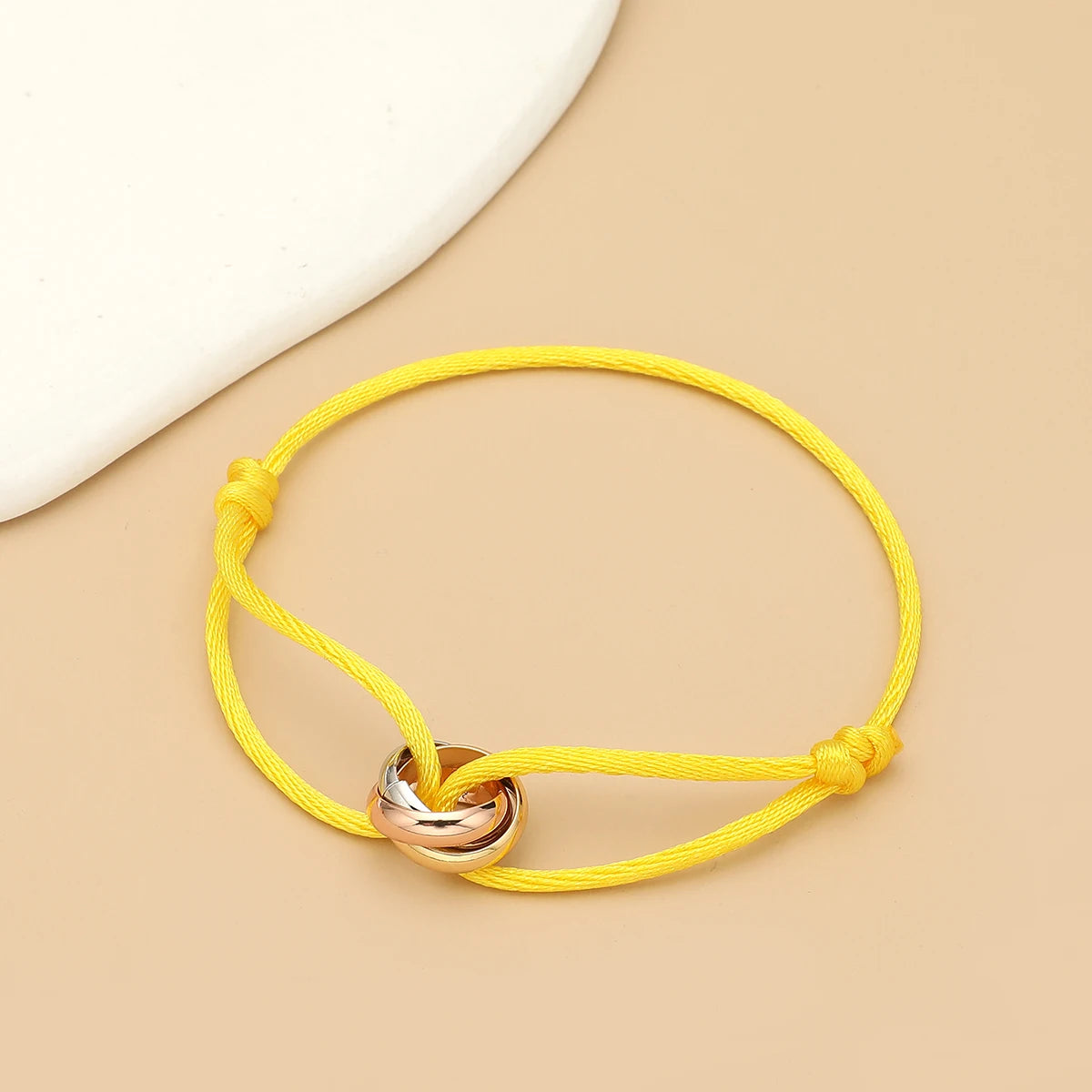 Simple Fashion Unisex Bracelet 3 Metal Round Circle Accessory Adjustable Men's Rope Bracelet for Women Jewelry Gifts