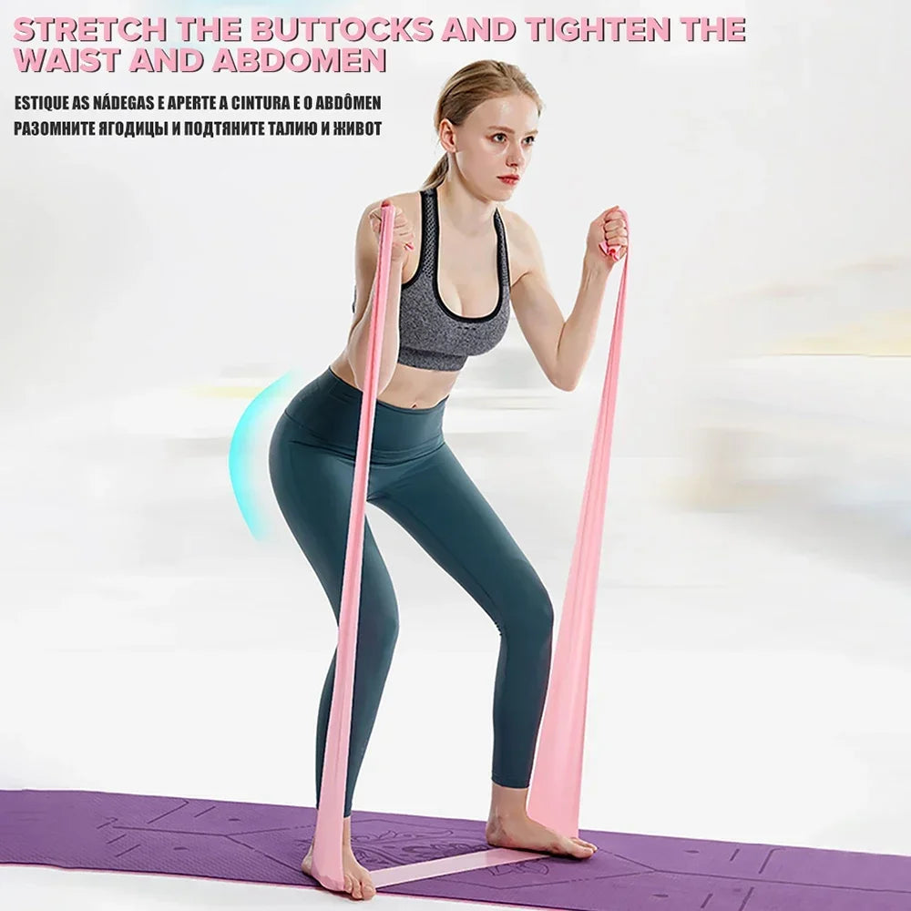 200cm Yoga Pilates Stretch Resistance Band For Gym Fitness Exercise Elastic Rubber Training Band