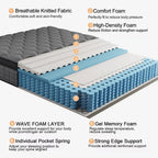 ENSHUI 12/14 Inch Hybrid Mattress Twin Full Queen King – Bed In A Box With Gel Memory Foam And Pocket Springs For Pressure Relief, Cool Breathable Sleep And Edge Support – Medium Firm, Durable, Fiberglass-Free And Odorles
