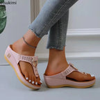 Summer Sandals Women 2026 Big Size Platform Sandals Wedges Flip Flops Shoes Comfortable Slippers Ladies Non-Slip Open Pantuflas
